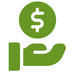 icon of a dollar sign in hand representing cost-effectiveness